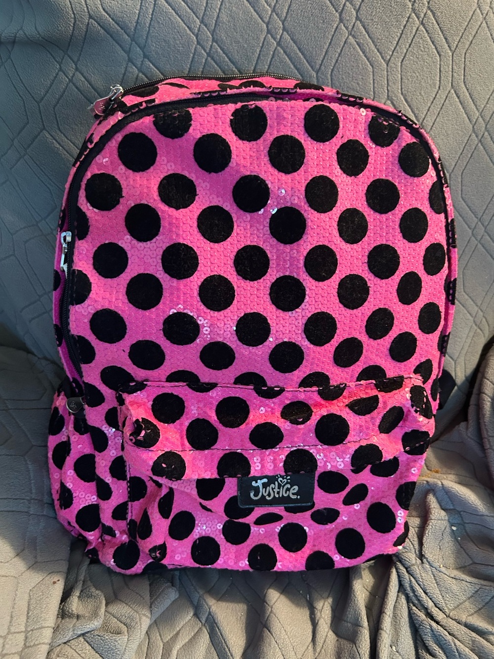 Justice Pink Sequin Polka Dot Backpack